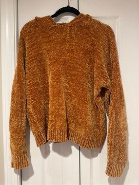 Love Tree Mustard Chenille Hooded Sweater Women’s medium Cozy Oversized Fall
